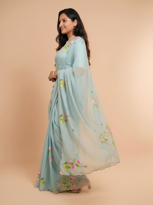 Brass Print Floral Saree