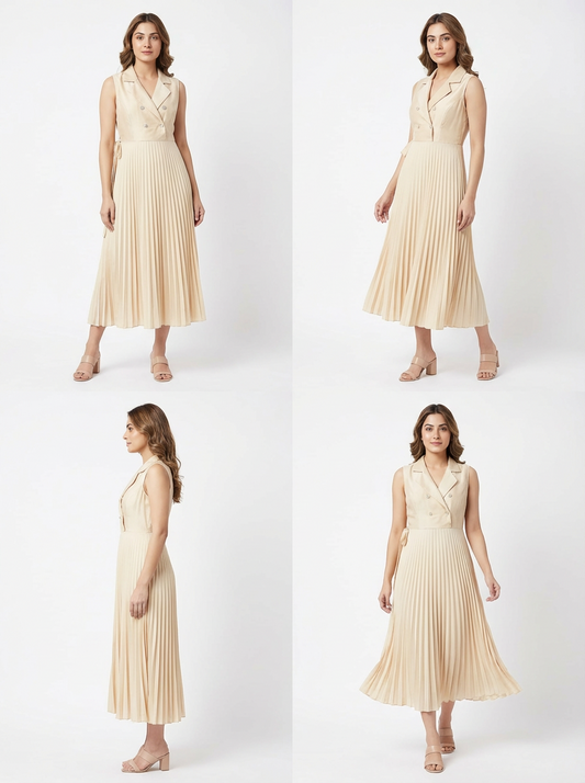 Ivory Grace Pleated Dress