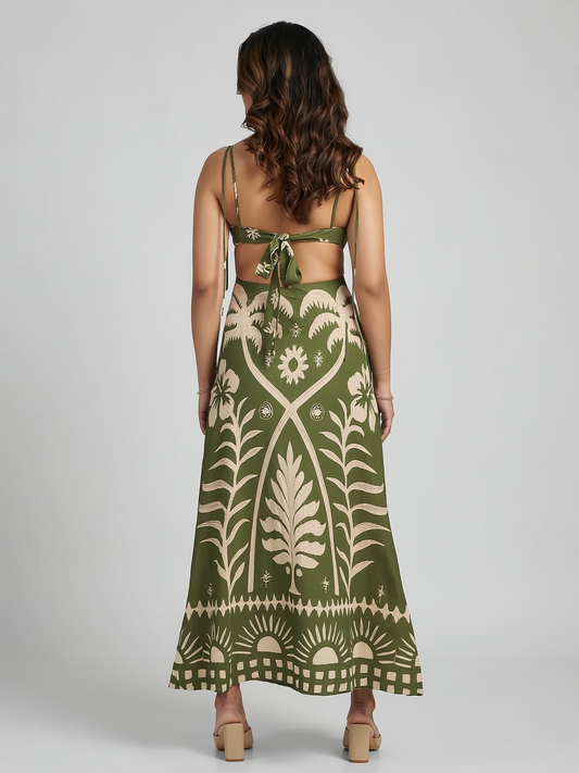 Olive Bloom Cut-Out Dress