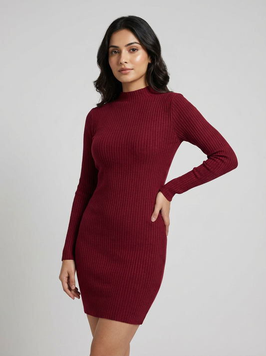Bordeaux Winter Knit Dress